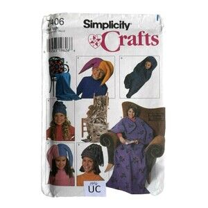 Simplicity 7406 Sewing Pattern Sitting Blanket Stadium Tote Baby Bunting Hats UC